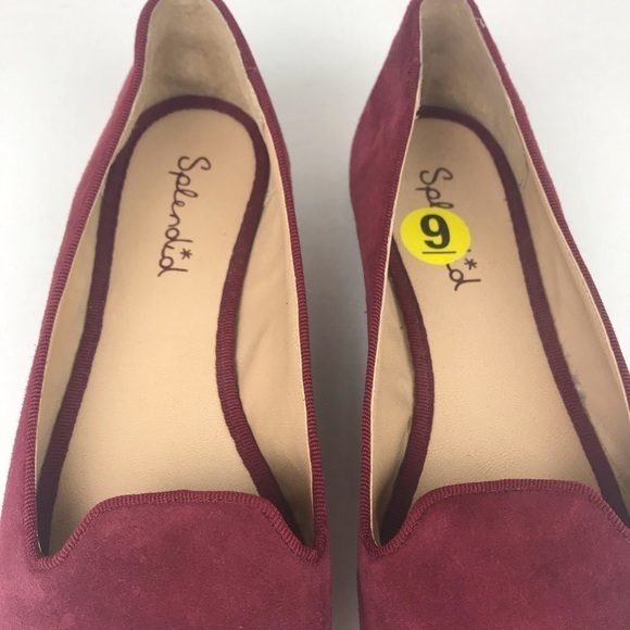 Splendid Burgundy Faux Suede Flats Size 9M - Picture 2 of 6